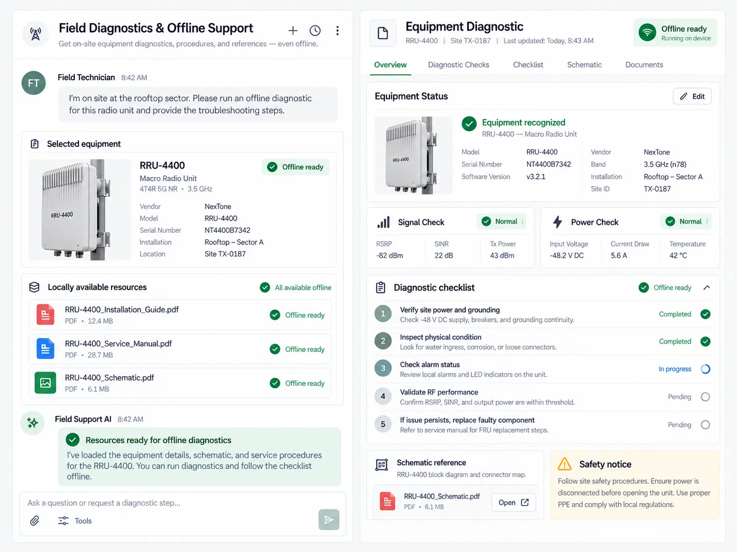 Field Diagnostics & Offline Support product workspace